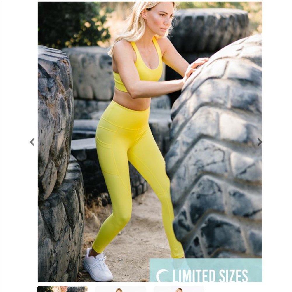 Yellow metallic light n tight leggings